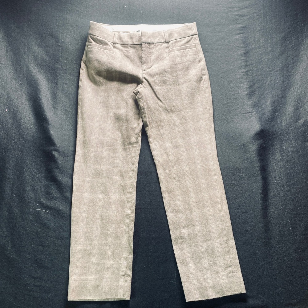 Banana Republic Sloan Pants Womens 0 Tan Plaid Slim Fit Dress Trousers